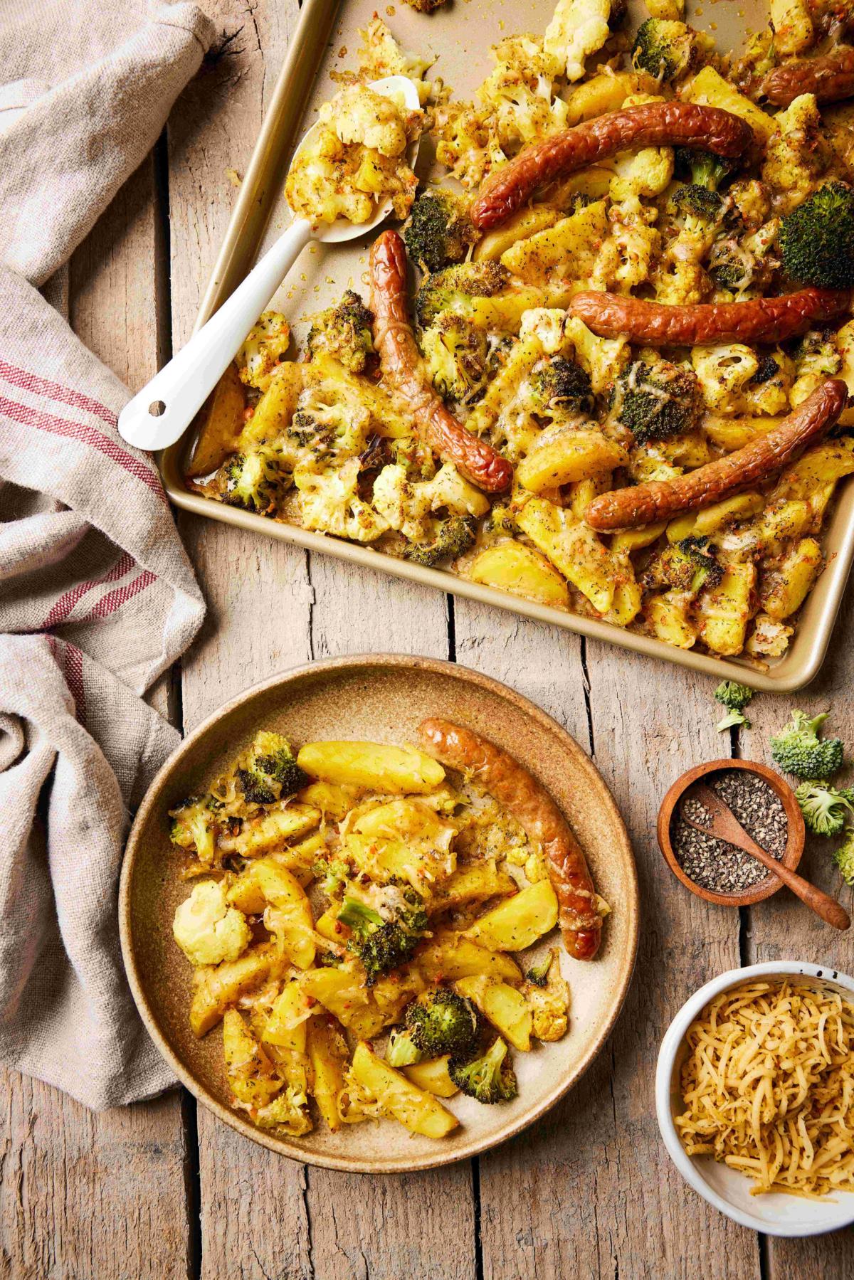 Uniekaas traybake avg’tje (aardappelen, vlees, groenten)